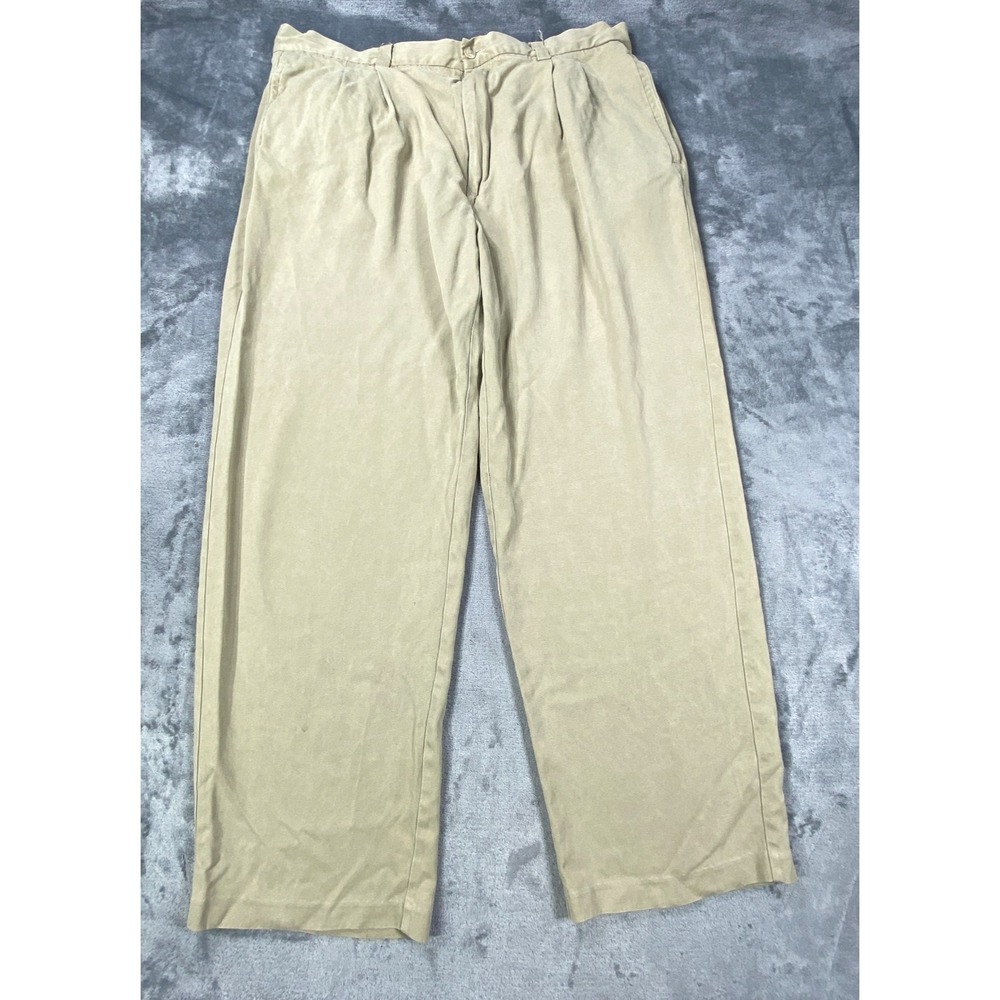 Tommy Bahama Pants Mens 36x28 Khahki Chino Pleated 100% Silk Relax Casual *